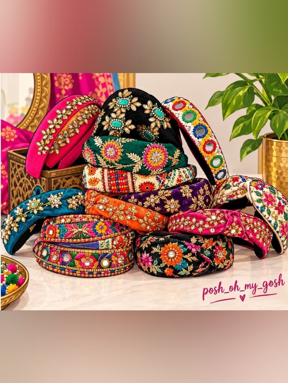 ✨️ Ethnic South Asian Indian Embroidered Handmade Headbands✨ LIVE SHOW LISTING - Picture 1 of 5